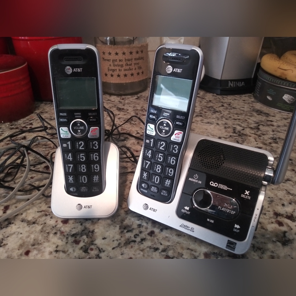 AT&T Two Handset Landline Cordless Phone with Answering Machine